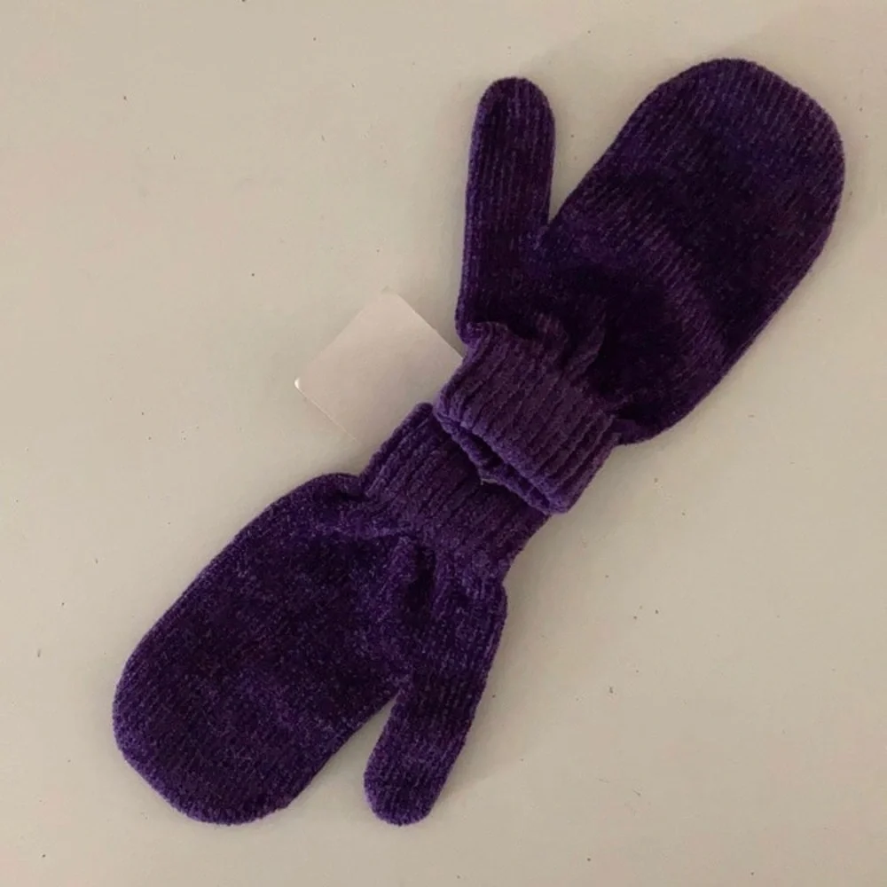 Girls Vintage Purple Chenille Mittens NWT